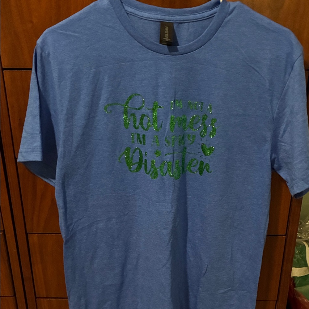 Gildan Blue Tee with Green Graphic